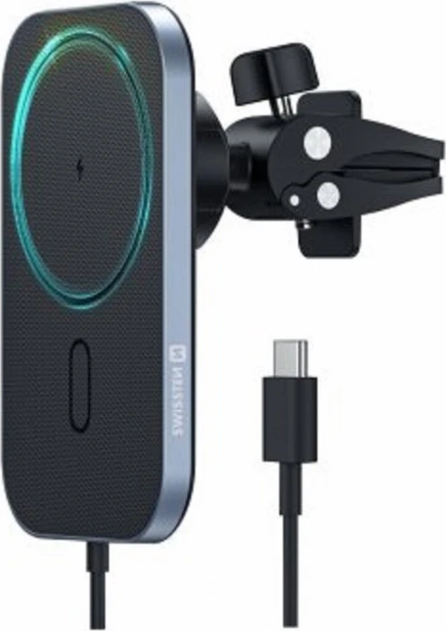 Swissten Magnetische Autohalterung mit 15W drahtlosem Aufladen (MagSafe kompatibel)