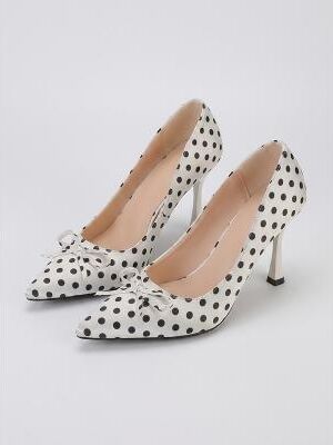 LightInthebox Women's 1950s Vintage Polka Dot High Heels - Retro Audrey Hepburn Style Pointed Toe Pumps with Bow Accent for Rockabilly Parties, Swing Dance Events Elegant Evening Dress