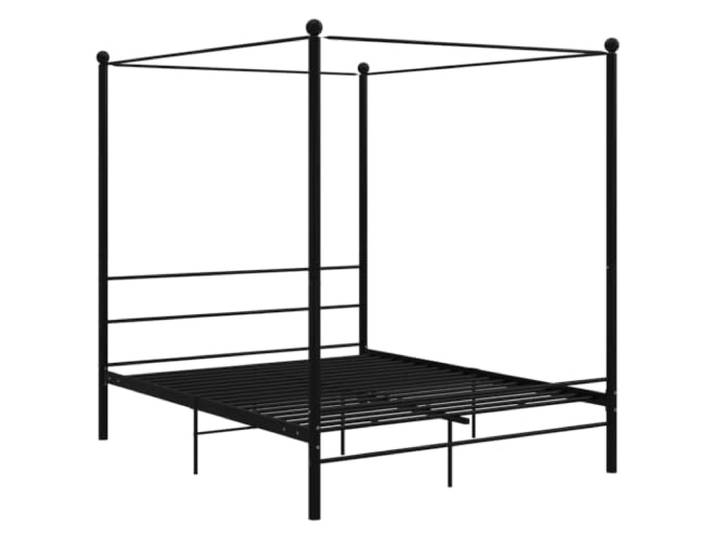 vidaXL Himmelbett Metallbett Bett Doppelbett Bettrahmen Bettgestell Lattenrost Schlafzimmermöbel Schlafzimmerbett Schwarz Metall 160x200cm