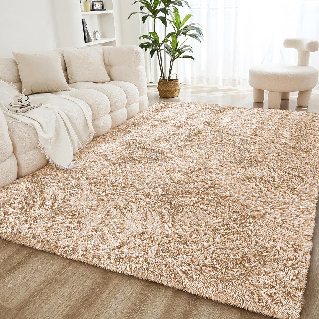 SUPREME BEDDING LTD Machine Tufted Shag Area Rug Beige Rectangle 160 x 230cm