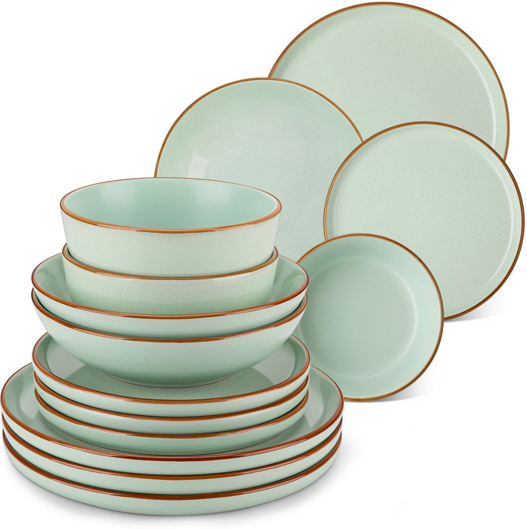 Vancasso RENIOO Stoneware Dinnerware Set 16 Piece - Service for 4 Green 16
