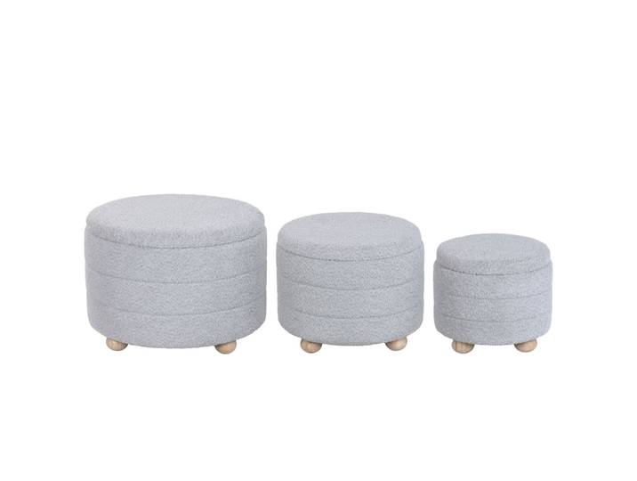 Ensemble de 3 poufs coffre en polyester vert 62x62x43 cm