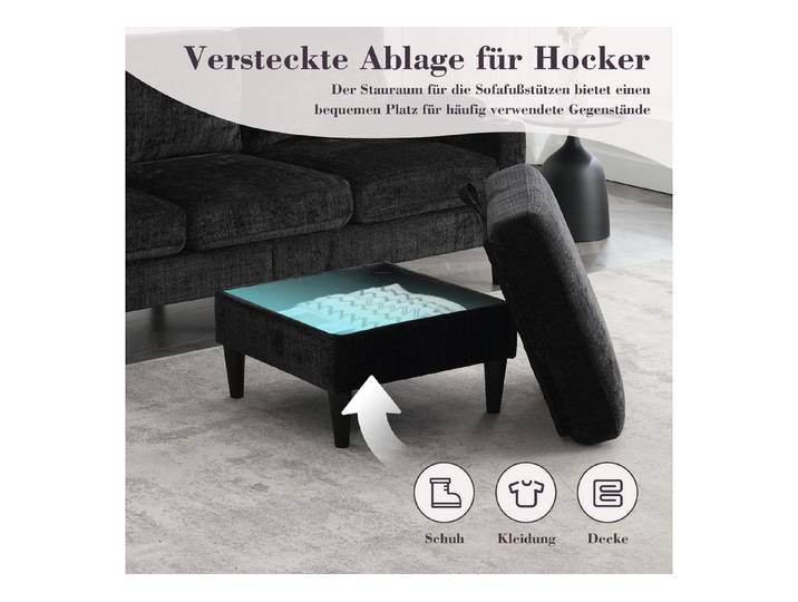 STILVORA Schlafsofa mit bettfunktion,schlafsofa wohnzimmer,sofa mit Hocker & Stauraum