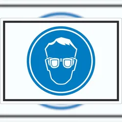 HB-Druck Schutzbrille tragen Symbol Aufkleber A5 (148x210mm)