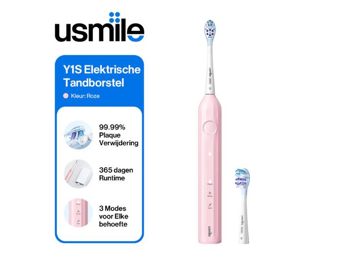usmile Y1S Elektrische Tandenborstel, Oplaadbare Sonische Tandenborstel voor Volwassenen met 3 Reinigingsstanden, Slimme Timer, Inclusief Reiskoffer, Eén Oplading Gaat 6 Maanden Mee