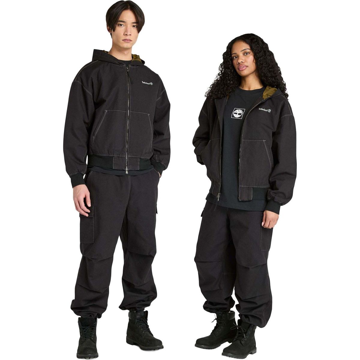 Timberland Washed Duck Canvas Hooded Bomber black L TB0A6HNY0011-L