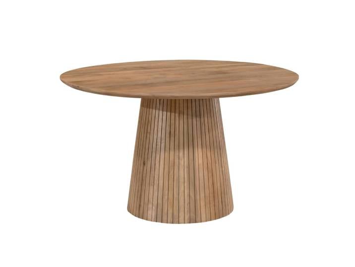 Table ronde moderne en bois rainuré, diamètre 130