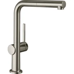hansgrohe Talis M54 Einhebel-Küchenmischer 270, Niederdruck-Warmwasserbereiter, Ausziehauslauf, 1-jet, 72860800, Farbe: Edelstahl-finish