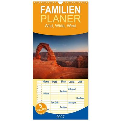 Familienplaner 2027 - Wild, Wide, West mit 5 Spalten (Wandkalender, 21 x 45 cm) CALVENDO