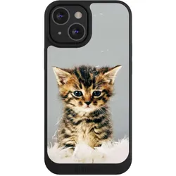 Nivocase Handyhülle für Apple iPhone 13 Mini Hülle NIVOpure Case Schwarz Feder Haustier Katze (Apple iPhone 13 mini), Smartphone Hülle, Schwarz