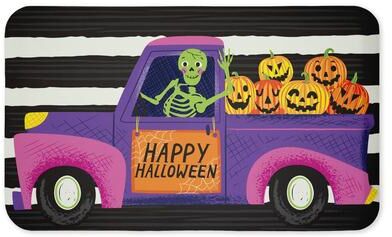"Stupell Happy Halloween Skeleton Driver Printed Anti-Fatigue Floor Mat, design by Arrolynn Weiderhold, 30""x18"""