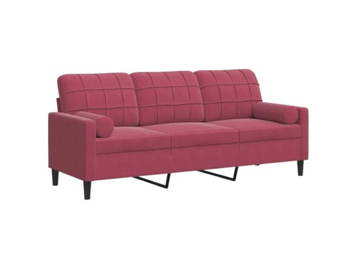 Coespram 3-Sitzer Sofa Weinrot Samt Polstercouch mit 2 Kissen Elegante Sitzgelegenheit fuers Wohnzimmer mit abnehmbaren Bezuegen und robustem Metallgestell fuer gemuetliche Stunden.