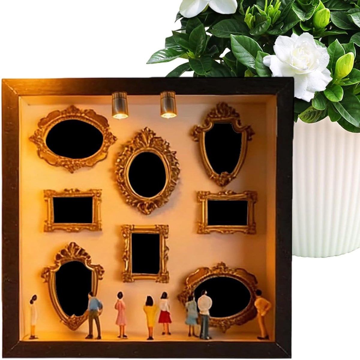 Mini Museum Lijst Miniatuur Displaybox voor 3D Silhouetten - Zwart - B/D/H: 25 x 25 x 3,5 cm