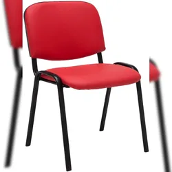 DELUKE Besucherstuhl ZAGREB - Kunstleder Rot 53x53x83 cm | Besucherstühle Konferenzstuhl Wartezimmerstuhl Bürostühle Bürostuhl Konferenzraum Wartezimmer