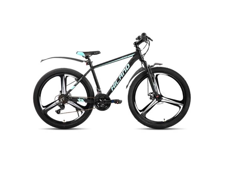 Hiland, H200 Plus, VTT 26 pouces avec cadre en alliage d’aluminium, freins à disque doubles, 18 vitesses, suspension avant, pour hommes et femmes, noir