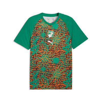 Trainingsshirt PUMA "Elfenbeinküste Aufwärmtrikot Herren", Herren, Gr. 3XL, bunt (sport grün chocolate braun), Obermaterial: 100% Polyester, slim fit, Rundhals, Shirts