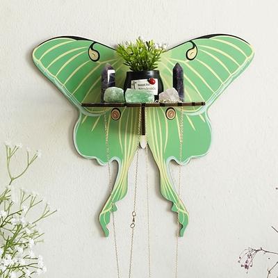 Schmetterling Wandregal aus Holz schwebende Regale Boho Wohndeko ation Displayständer Raumdekorationen ästhetische Geschenke für Frühling Wohndeko