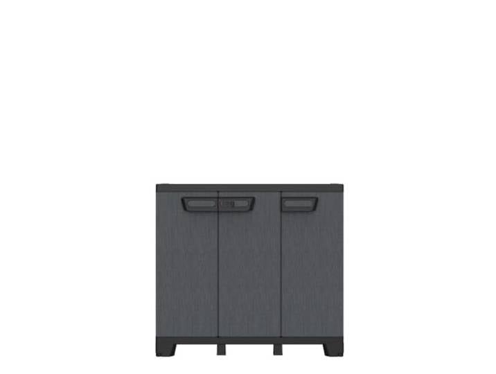 Kreher Aufbewahrungsschrank Gartenschrank, Schiefer-Optik (1 Einlegeboden) Dreitüriger Kellerschrank aus Kunststoff, höhenverstellbar, mit abschließbaren Türen für Garage und Haushalt
