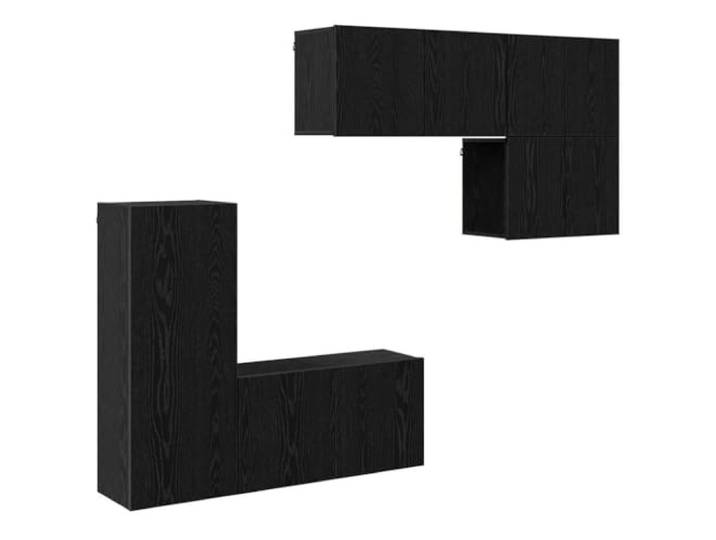 LKJephalotrop TV-Wandschrank Set 5-Teilig Schwarz Eichen-Optik Platzsparende Hängeboards fürs Wohnzimmer mit viel Stauraum hinter Klapptüren und fester Wandmontage.