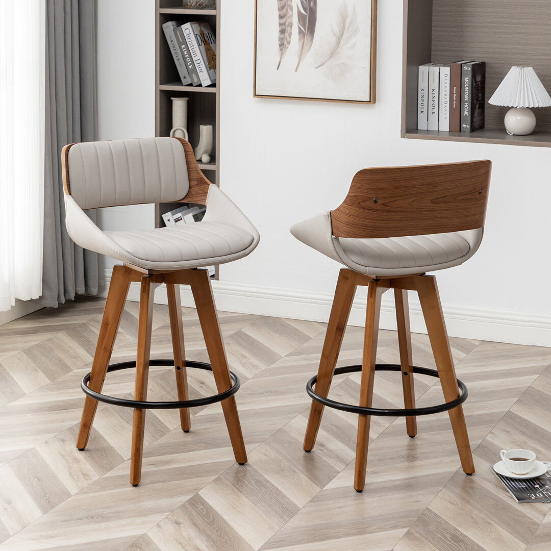 Blue Elephant Jobani Swivel Bar Stool Grey Counter Stool (66cm Seat Height)