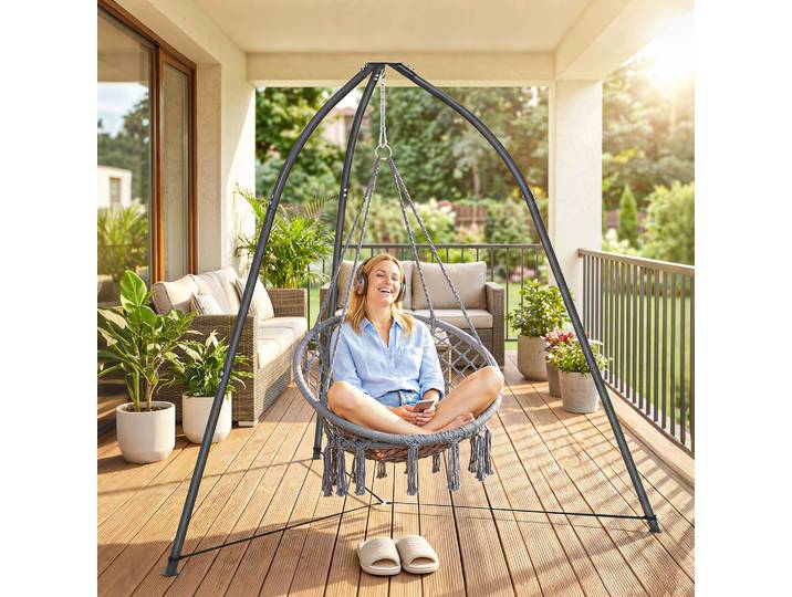 Outsunny Support Chaise Suspendue Réglable 150kg Noir