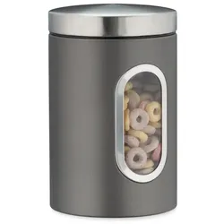 Relaxdays 6x Vorratsdose mit Sichtfenster grau Grau,Silber,Transparent