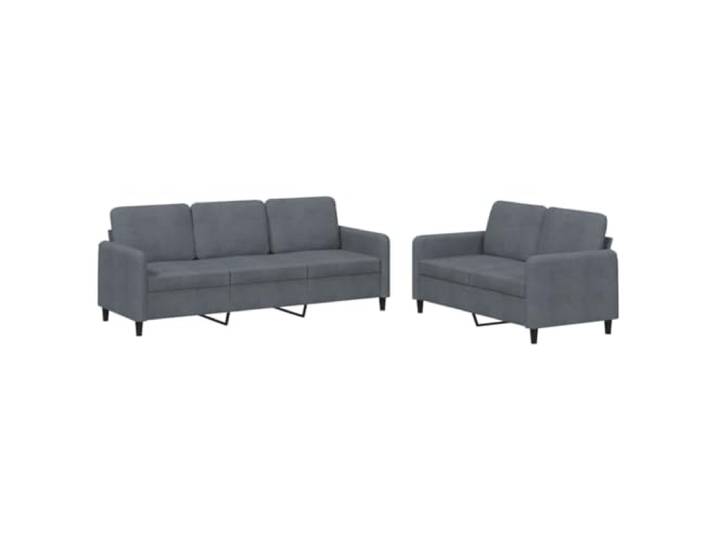KUTYWEXFM 2-TLG. Sofagarnitur Dunkelgrau Samt 2er und 3er Sofa Couch Gemütliches Couch Set aus dunkelgrauem Samt mit stabiler Sperrholz-Metall-Konstruktion für Wohnzimmer und Gästezimmer.