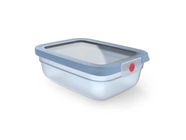 EMSA oneClick Frischhaltedose, verschlossen mit nur 1 x Klick, Lebensmittel 2 x länger frisch, 100% dicht, Made in Germany, 1,2L, gefrier-, mikrowellen- und spülmaschinengeeignet, blau, N1210700