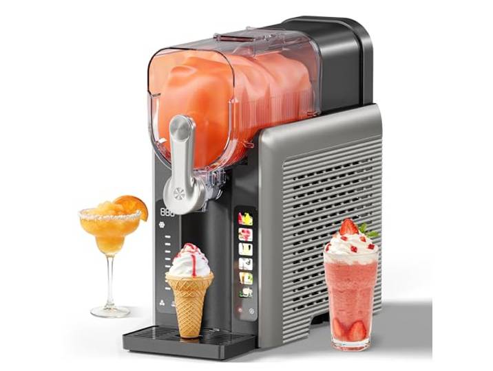 INITIO Slush Maschine mit 6 Modi, 2,6L Slush Eismaschine für Slushi, Eiscreme, Eis-Cocktails, Eiskaffee, Milchshakes, Ohne Eis Benötigt, Touch-Steuerung, Selbstreinigend, Grau, 8 Dickenstufen+1PACK