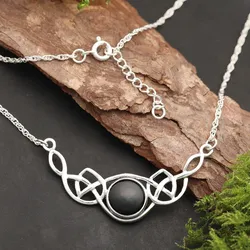 Drachensilber Keltische Onyx Halskette 925 Silber Damen Collier längenverstellbar edler Edelstein schwarz - Silber