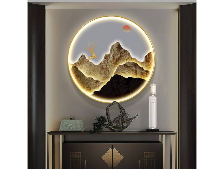 Lampe murale LED ronde moderne pour couloir, maison, salon, décoration de la maison, Ludéviation, montagne, peinture frontale, éclairage, applique murale