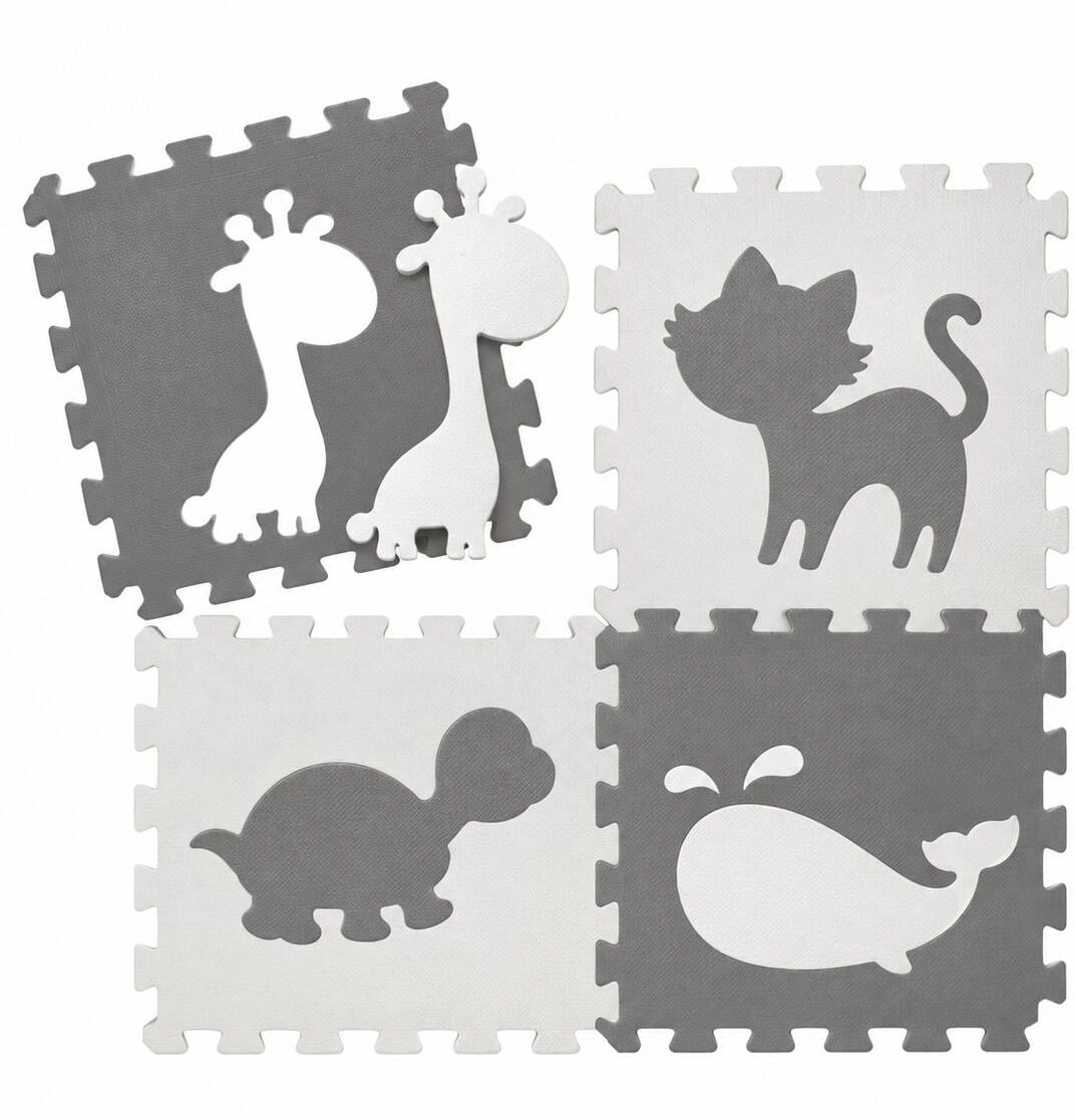 Puzzlematte "Tadu Puzzlematte Animalo, 184.5 x 184.5 x 1 cm, grau", Baby, grau, Puzzleorganizer Puzzlematte grau Einheitsgröße