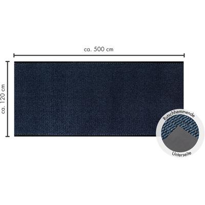 Fußmatte ANDIAMO "Easy", blau (dunkelblau), B:120cm H:5mm L:500cm, Kunstfaser, Teppiche, Schmutzfangläufer, Schmutzfangmatte, rutschhemmend, Innen- und überdachten Außenbereich