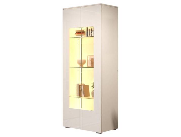 Vitrine Argentier Salon 70x40x173 cm Acrylique 2 Portes Éclairage LED Intégré Armoire Haute Brillante MDF Verre Sécurité