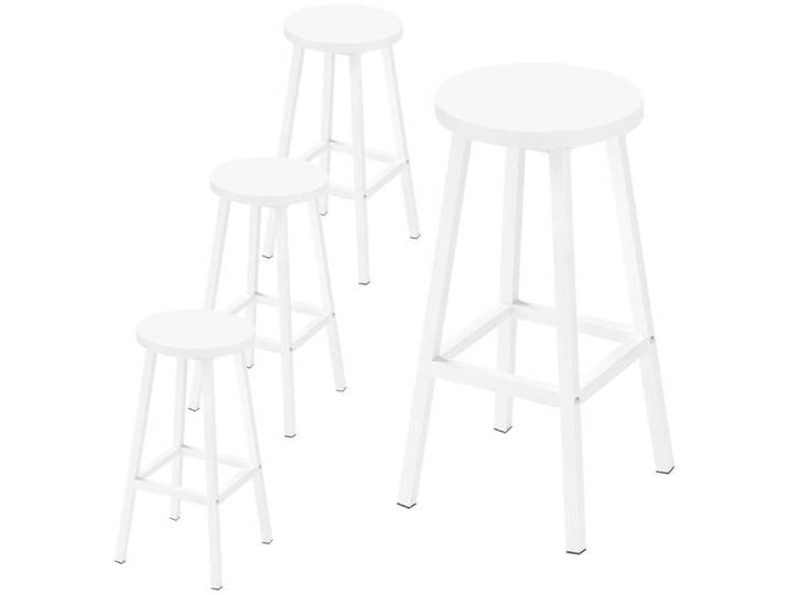 Klihome Tabouret de Bar - Lot de 4 - Tabouret Rond - Style Industriel - Blanc W0ATT0683-4