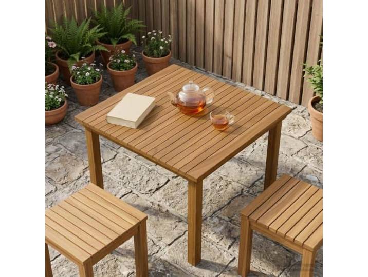 PHGTYUK Tischplatte 70 x 70 x 3,5 cm Quadratisch Massives Teakholz Braun, Wasserbasierte Farbe, Für Innen Und Außen, Keine Montage Nötig, Einfache Pflege