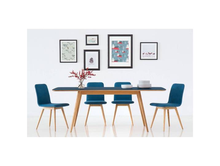 Esstisch Viggo 200 x 90 cm Blau/Petrol/Eiche
