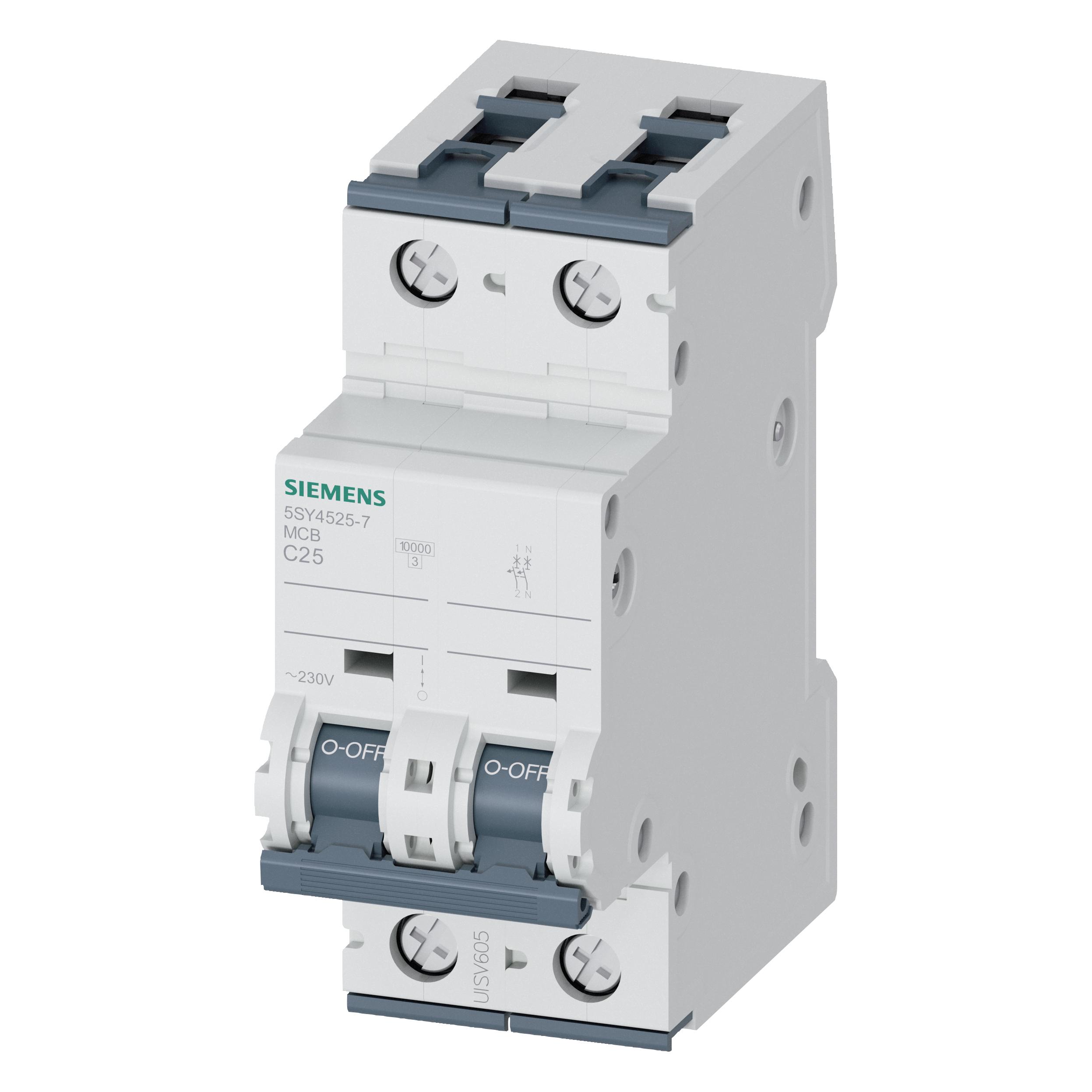 Siemens MCB 1+N Pole Type C 10kA 25A 230V (5SY4525-7)