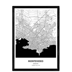 POSTER Karte Von Montevideo - Kanada A3 Rahmenlos
