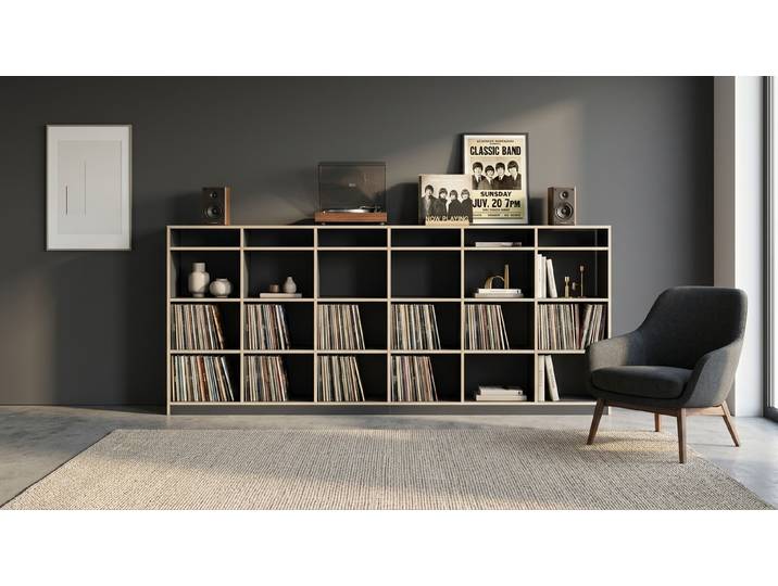 Schallplattenregal - Regal für Schallplatten mit vielen Optionen Premium Dekore Schwarz Multiplex Kante