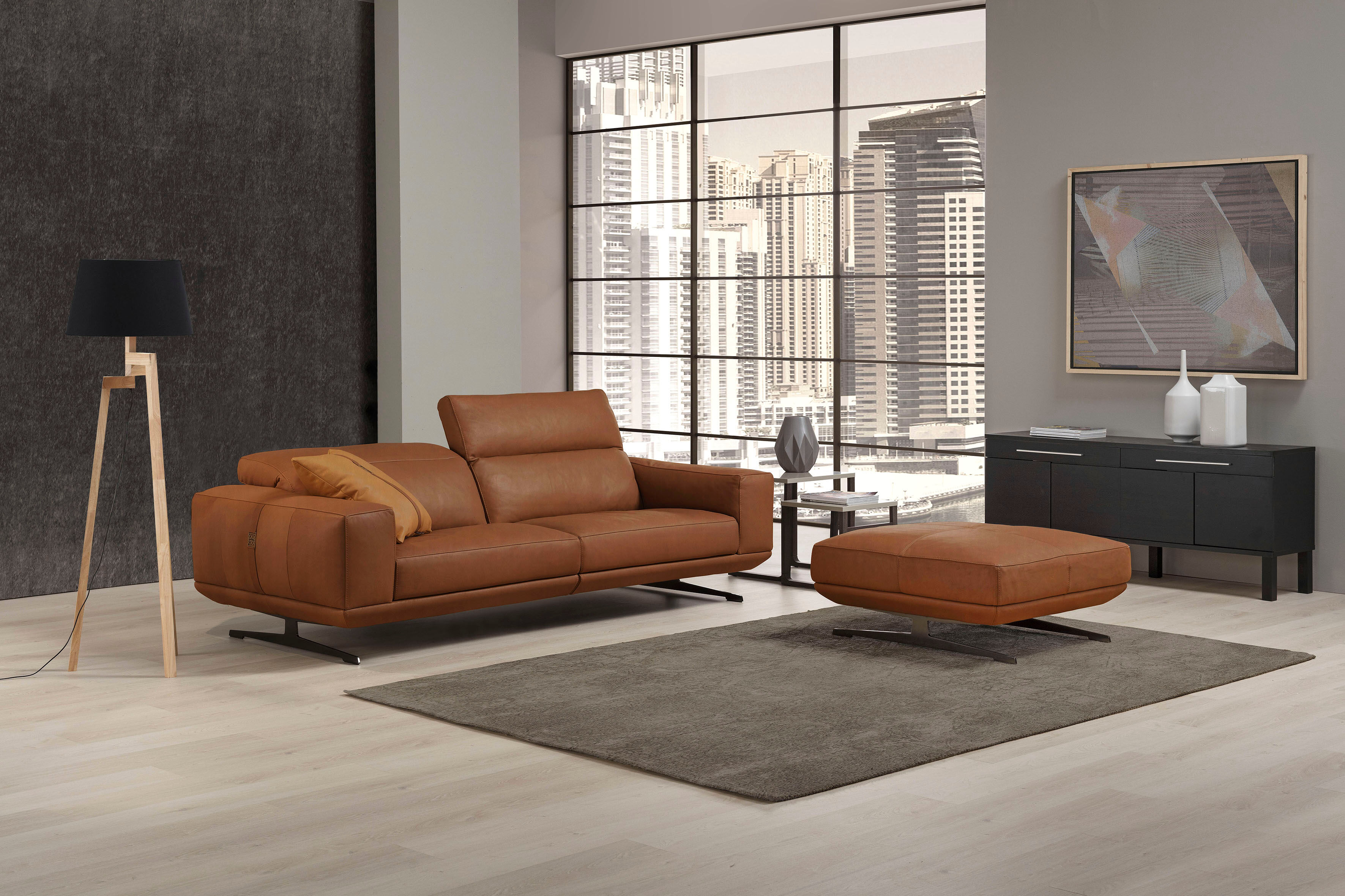 2,5-Sitzer EGOITALIANO "Gloria, super bequem und hochwertige Verarbeitung, edles Design", braun (cognac), B:236cm H:96cm T:109cm, Luxus-Micofaser Lederoptik (100% Polyester) ist ein neues technisches Gewebe mit einem visuellen und taktilen Aspekt, der dem
