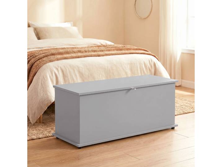 HOMCOM Banc Coffre Rangement 100x40x40 cm Gris avec Couvercle