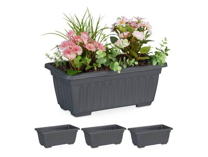 Relaxdays Jardinières étroites lot de 4