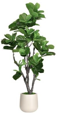 Edvivi Artificial Fiddle Leaf Fig Tree in White Decor Pot, Faux Green Plant
