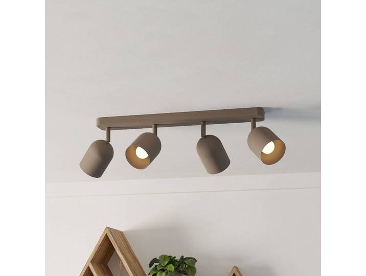 EGLO Deckenstrahler Tilston, beige, Länge 58 cm, 4-flammig, Stahl dimmbar, creme / amber, für Wohn- / Esszimmer, Metall, Downlights