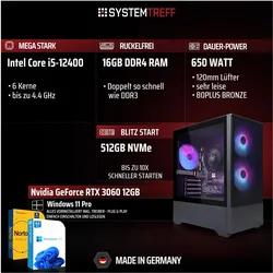 Systemtreff Multimedia PC G254966 (512 GB, 16 GB, GeForce RTX 3060), PC, Schwarz