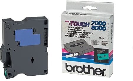 Brother TX-731 fita preto sobre verde 12mm x 15m