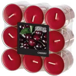 Papstar Duftteelichter Cherry, "Flavour", in Polycarbonathülle, 6 x 18 Stück