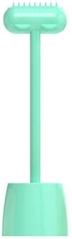 Snug & Styled Universal Long Handle Pet Grooming Comb For Cats & Dogs With Stable Base green