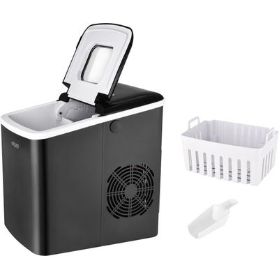 EXQUISIT Eiswürfelmaschine "EM 6002 sw", schwarz, B:32,6cm H:31,5cm T:22,9cm, Eiswürfelbereiter, 13 kg innerhalb von 24 Stunden Eiswürfel auf Knopfdruck mit 1,8 l Tank